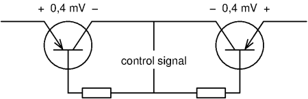 [cancelling the saturation voltage by using two transistors]